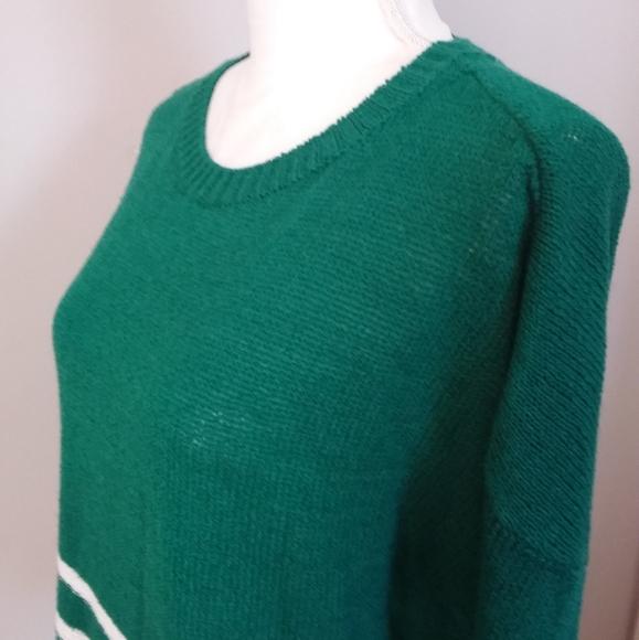 SO Green Knit Sweater with White Stripes. - Picture 5 of 11